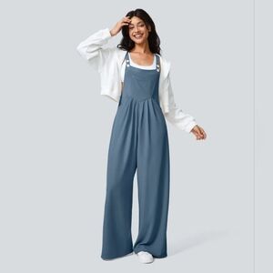 Halara Waffle Knit Casual Wide Leg Overalls NWOT M